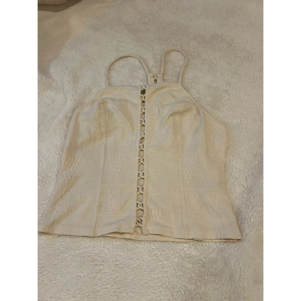 Ecote Women's SM Geometric Fitted Cream RenFaire Summer Tank Top